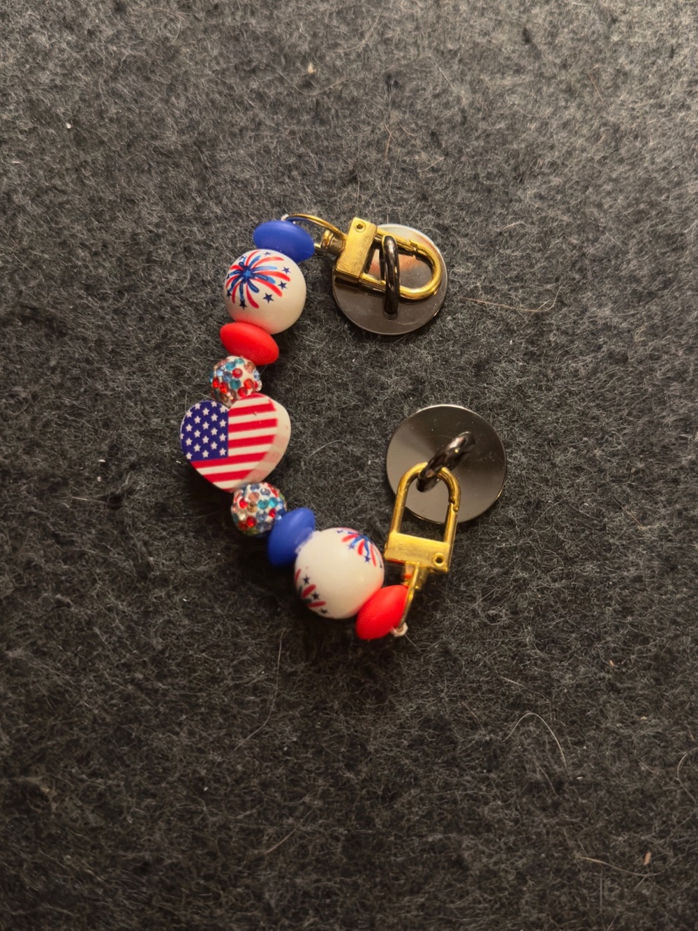 Patriotic Red, White & Blue Beaded Cell Phone Charm Accessory